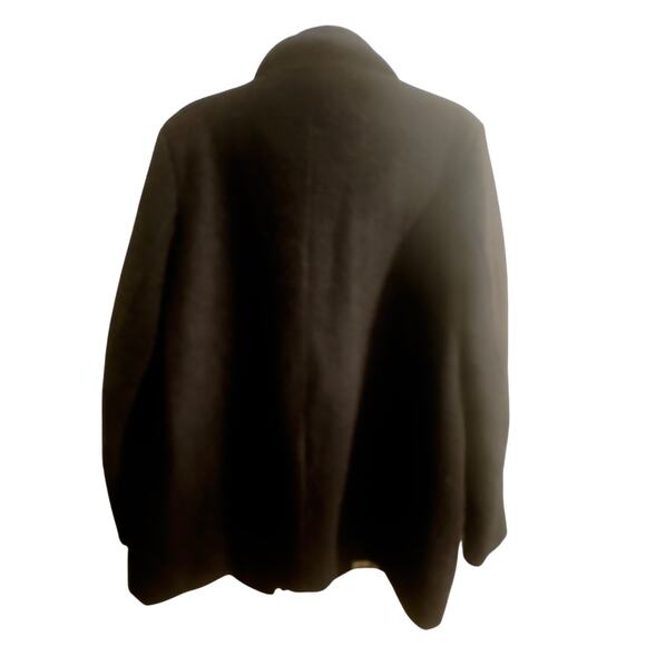 Sam Edelman Black Wool Pea coat Size 8 colorful lining long - Picture 6 of 10